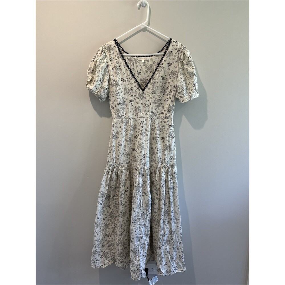 Loveshackfancy Size M Dominique Dress Floral Printed Lace Bow Dot Embroidered